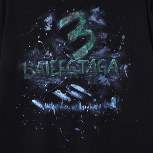 T4985SDSA秋冬新款痞帅男装泼墨手绘字母印花半高领长袖T恤百搭时尚潮 商品图3