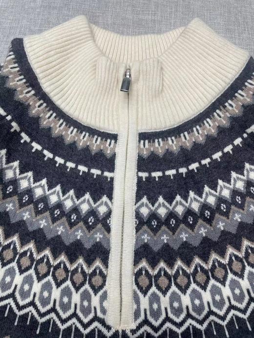 D110795秋冬新款羊毛混纺套头针织提花费尔岛毛衣 商品图11