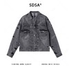 25101SDSA男士秋冬新款痞帅男装简约磨白磨破翻领纽扣夹克外套百搭时尚 商品缩略图1