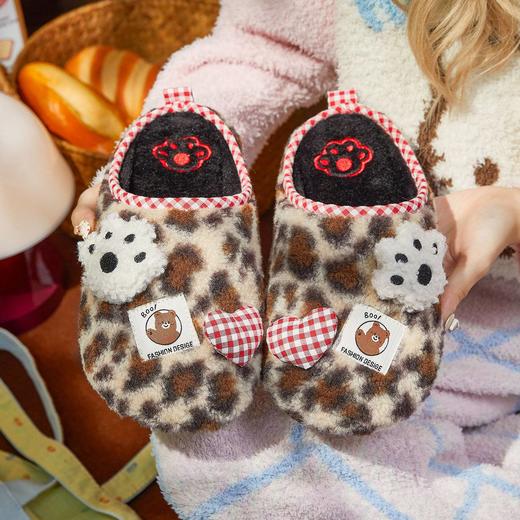 冬款新款卡通可爱萌趣熊爪爱心毛绒棉拖鞋女款居家舒适【8047】 商品图3