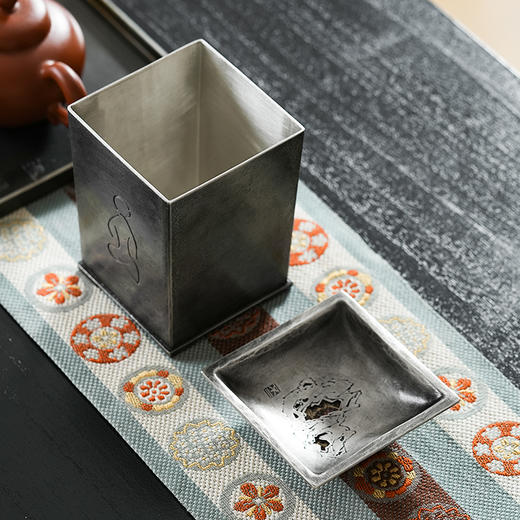 斑锡龙一合相建水茶洗纯锡仿古做旧水盂茶渣缸 商品图2