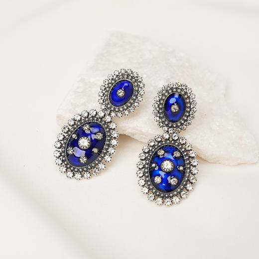 北京仓｜Dorothee sausset-VOLGA EARRINGS 1-蓝色 托帕石 耳环［法国设计师］ 商品图0