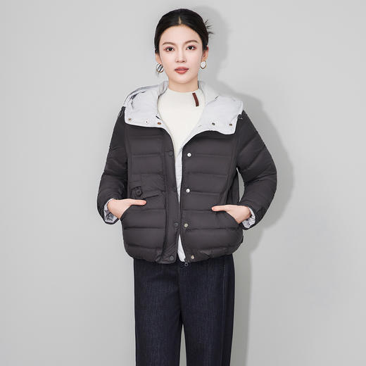 「高货wl」全新升级【铂金会员459/天猫619/差价160】(63744)洛诗琳连帽90白鸭绒羽绒服2025冬季防风保暖休闲短外套女 商品图2