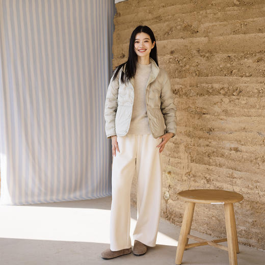 特绽放720朵/暖格裤·羊毛棉混纺加厚绒感全腰松紧显瘦休闲长裤女 商品图1