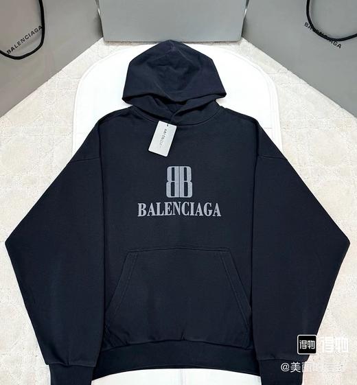 D110791棉质落肩Logo徽标双B标语连帽卫衣男女同款 商品图0