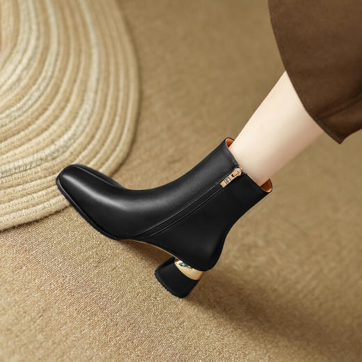 【预售5天】复古粗跟中筒靴，百搭时尚气质方头高跟单靴LD&6174 商品图4