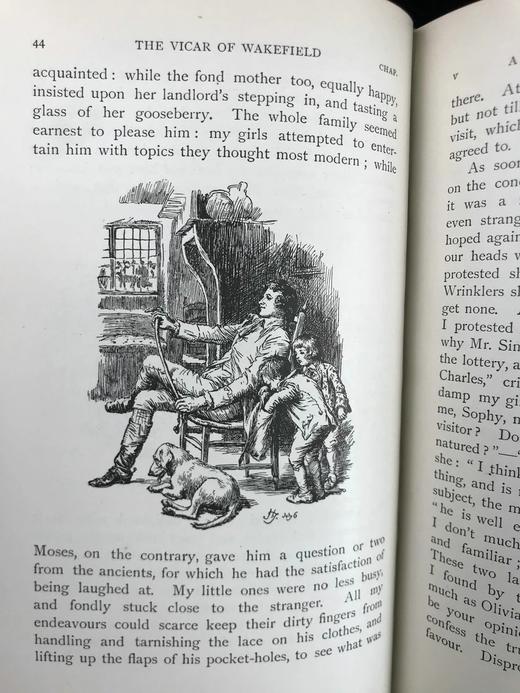 1922年 戈德史密斯《威克菲尔德牧师》 休·汤姆森约百幅插图 真皮精装32开 商品图14
