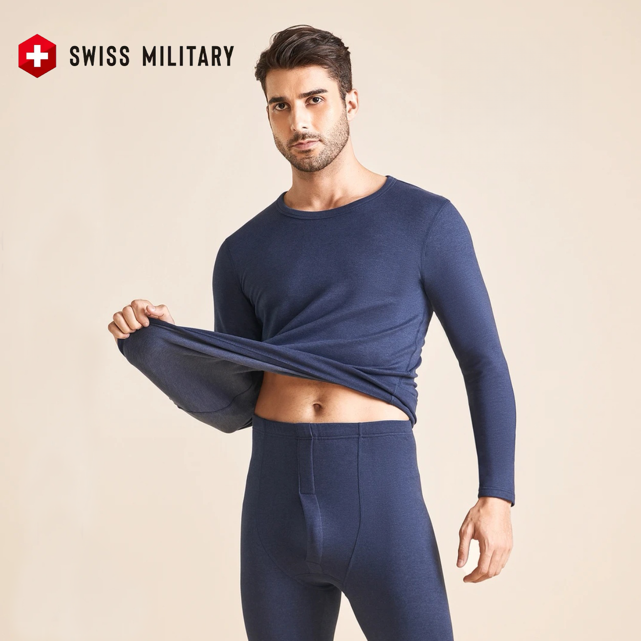 瑞士军工SWISS MILITARY冬季保暖内衣 男女款炫彩羊绒蚕丝上领保暖套装