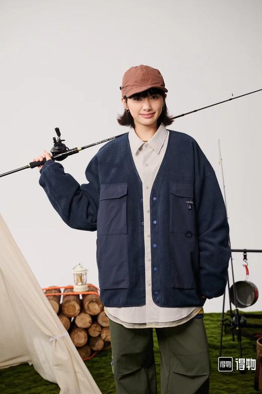 D110762日系全开襟多口袋摇粒绒情侣款外套 商品图6