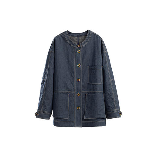 绽放535朵/生机·棉混纺宽松日系落肩圆领百搭中长款外套女冬新款 商品图4