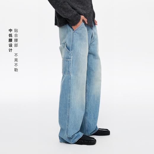 oneup水洗蓝牛仔复古男式画家裤（男女同款） 商品图1