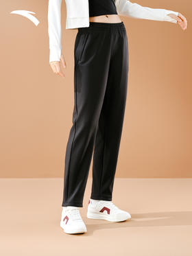 安踏女士健身跑步运动裤黑色直筒162547304