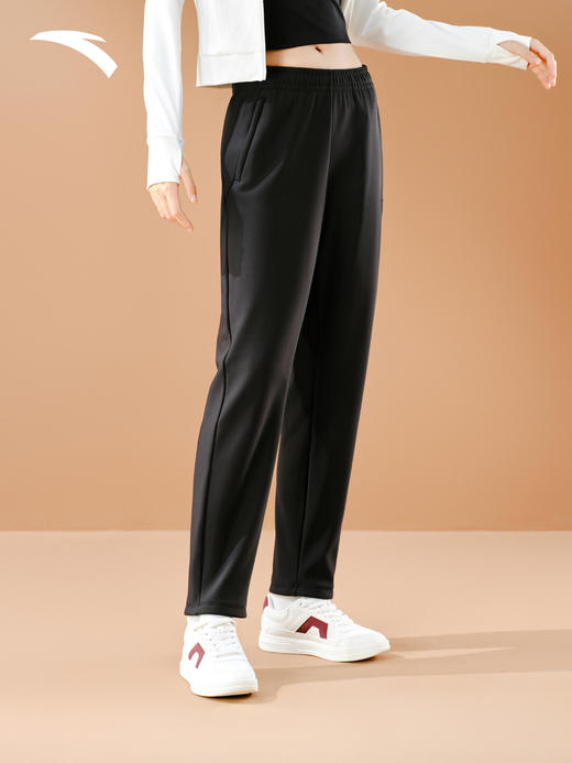 安踏女士健身跑步运动裤黑色直筒162547304 商品图0