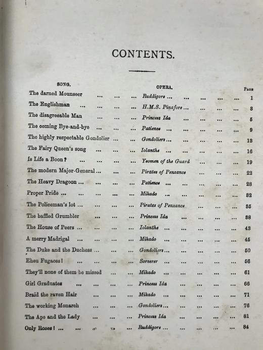 约19世纪末 吉尔伯特与苏利文《萨伏依之歌》乐谱 配插图 漆布精装16开 商品图3