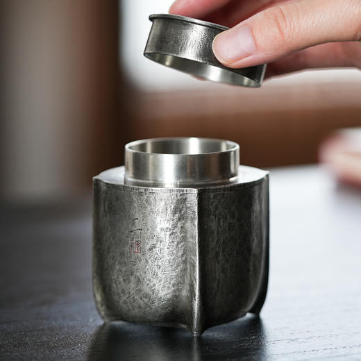 斑锡龙锡罐不二茶仓手工制复古纯锡茶叶罐密封储茶罐 商品图3