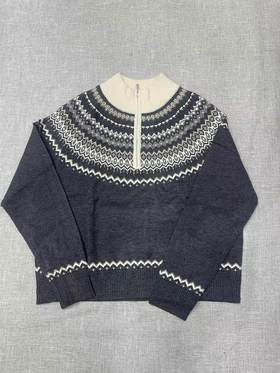 D110795秋冬新款羊毛混纺套头针织提花费尔岛毛衣