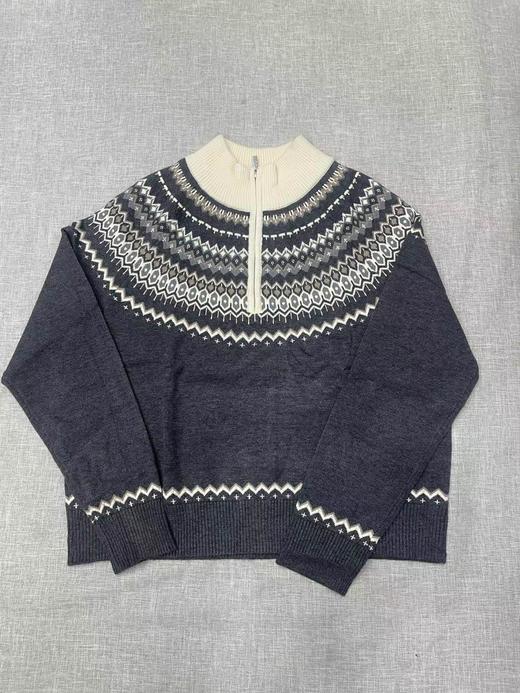 D110795秋冬新款羊毛混纺套头针织提花费尔岛毛衣 商品图0