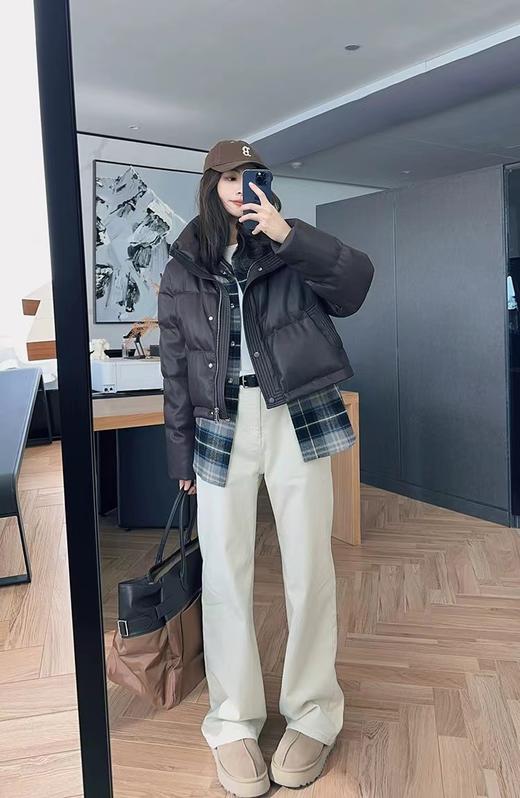 D110780时髦冬季加绒加厚阔腿牛仔裤高腰显瘦窄版直筒裤 商品图13