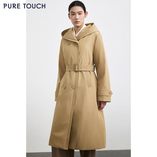 商场同款PURE TOUCH女装25冬新款鹅绒服长款连帽系带三防羽绒服 商品图0