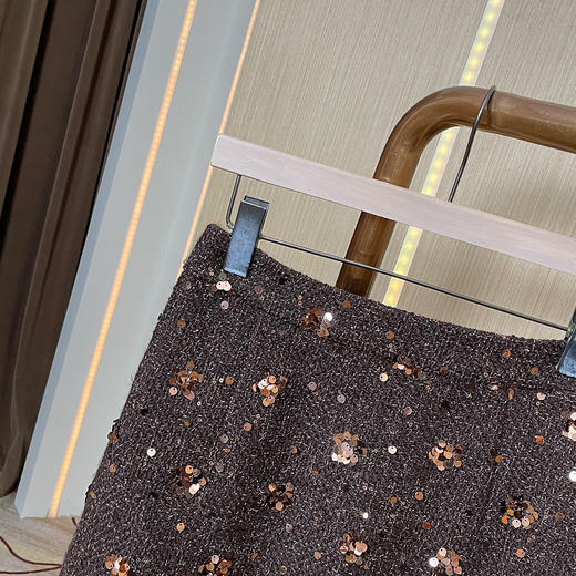 奢姿大码女装小香风亮片半身裙秋冬遮胯A字裙名媛风粗花呢短款裙9954470570B 商品图3