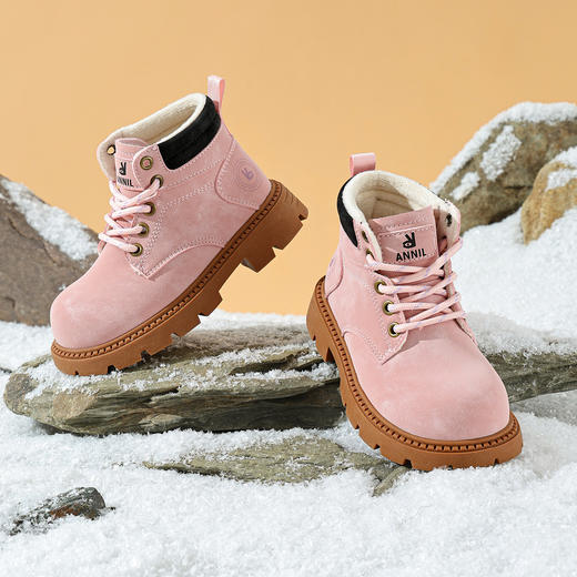 ANNIL/安奈儿童鞋男女童冬季防水马丁靴加绒加厚保暖靴子防滑户外鞋厚底HM5408679 商品图1