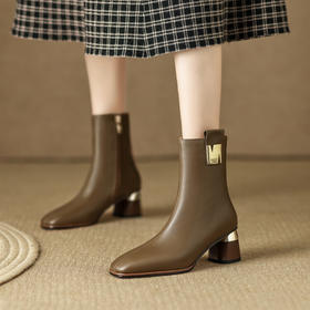 【预售5天】复古粗跟中筒靴，百搭时尚气质方头高跟单靴LD&6174