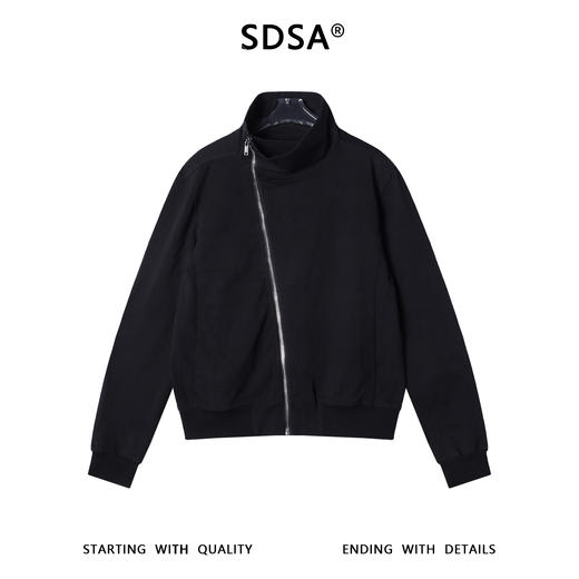 SDSA秋冬新款痞帅男装韩版简约纯色斜拉链立领卫衣百搭时尚上衣 商品图0