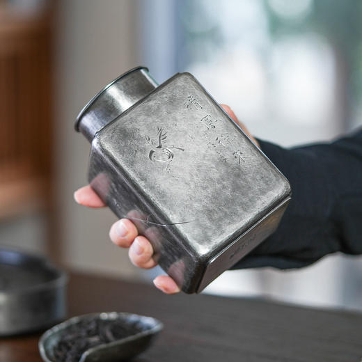 斑锡龙锡罐清风茶仓复古纯锡茶叶罐密封储茶罐手工锡器 商品图1