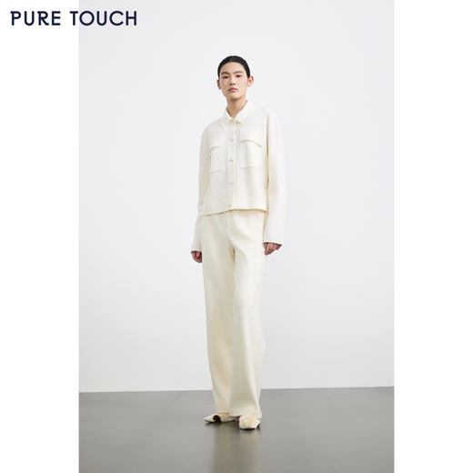 商场同款PURE TOUCH女装25秋冬新款翻领羊毛针织开衫宽松针织外套 商品图1
