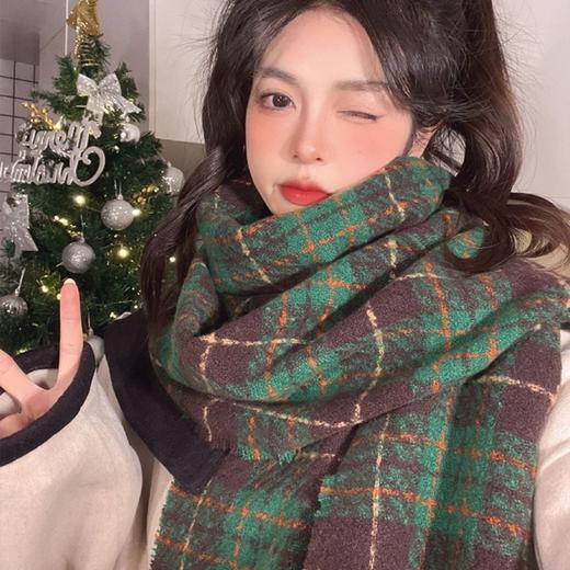 红色圣诞围巾女冬季高级感氛围格子围脖过节新年礼物秋冬2025新款 商品图3
