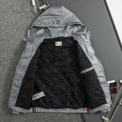 D110723秋冬新款满印字母织带薄棉拉链连帽夹克外套 商品图4