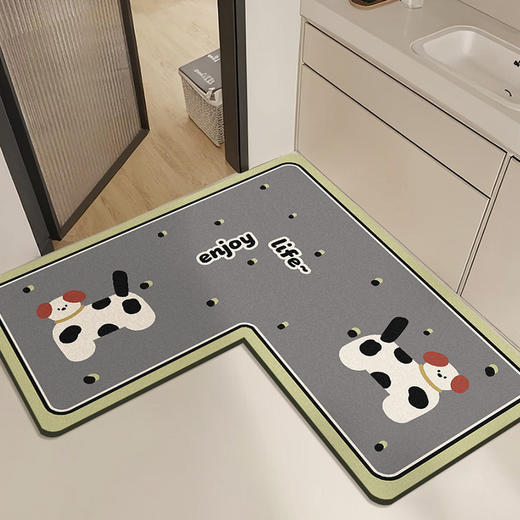 【卡通L型浴室地垫】卫生间门口防滑脚垫 洗漱台下吸水速干硅藻泥地垫  商品图12
