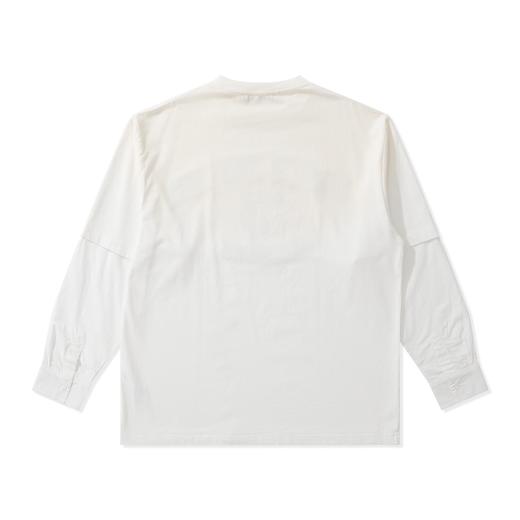 中性款做旧刺绣印花假两件长袖T恤ba001 商品图1