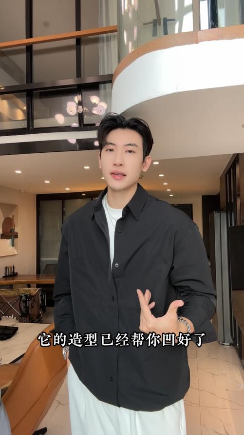 26Q8794SDSA男士秋冬新款痞帅男装韩版撞色翻领假两件衬衫外套百搭时尚 商品图0