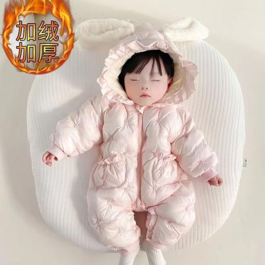 【加绒加厚❗️细节设计】新款婴儿连体衣超萌冬季加厚宝宝百天棉服哈衣外出衣服外出服冬装。ja 商品图2