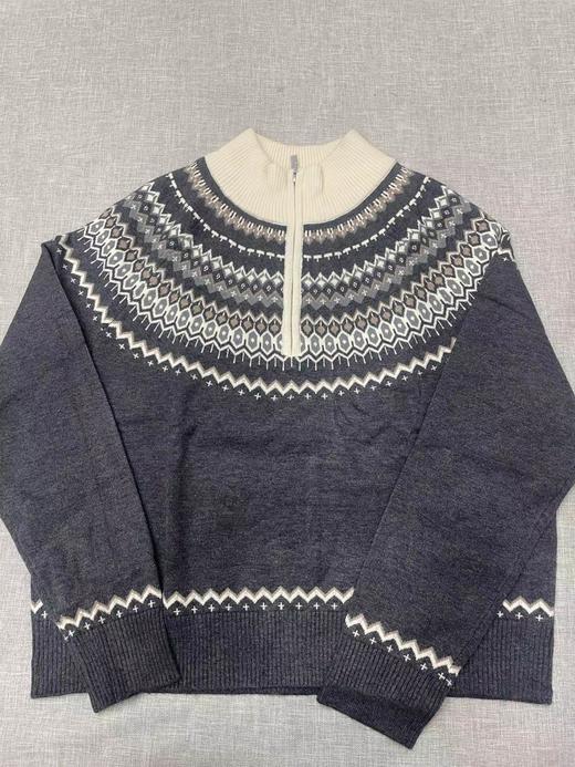 D110795秋冬新款羊毛混纺套头针织提花费尔岛毛衣 商品图1