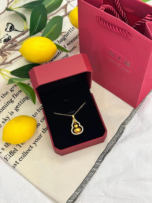 D110765葫芦可旋转哦~古法沙金点钻福禄葫芦项链 商品图2