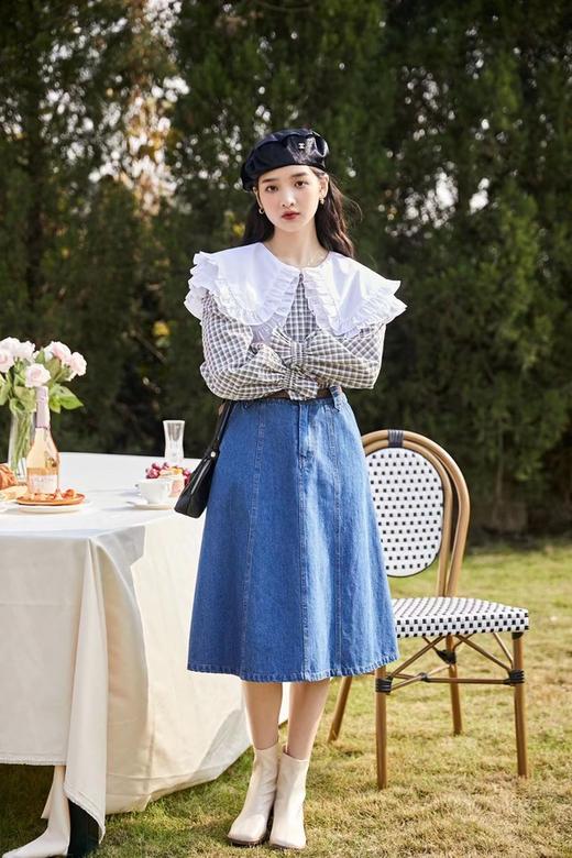 L.Fleuri 休闲复古A字版型牛仔半裙（不含腰带） 15572 商品图2