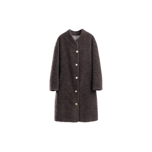 绽放748朵/羊毛卷卷·羊羔毛加厚大衣保暖宽松小V领文艺长外套女 商品图4