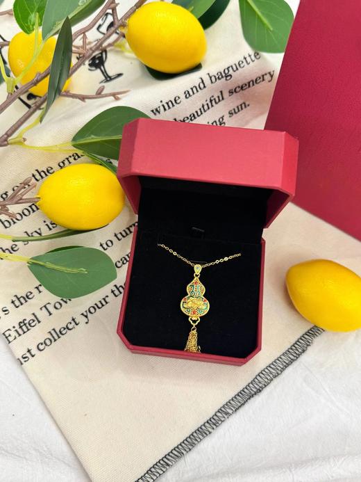 D110766古法沙金珐琅葫芦流苏项链 商品图7