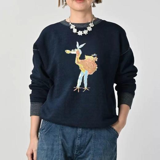 D110796日系25秋冬季新品火烈鸟拼接时尚加绒显瘦百搭卫衣 商品图8