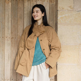 绽放536朵/奔放·不规则设计感抽褶中长款棉服女冬一手长加厚棉衣