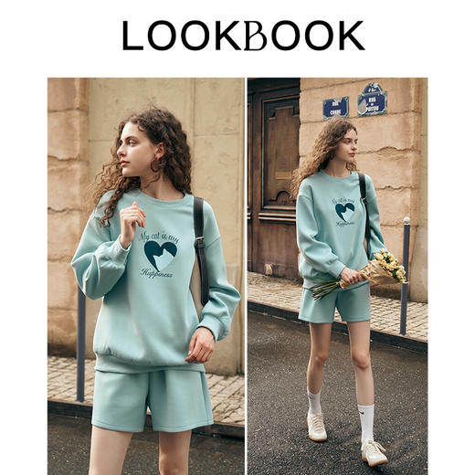 OLrain欧芮儿法式微风蓝卫衣套装女春装2025年新款宽松休闲两件套 商品图3