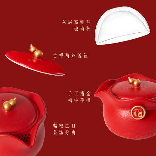 【故宫茶具】鸿运福袋快客杯便携旅行茶具套装文创新年本命年礼物 商品图4