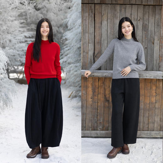 特绽放747朵/调色盘·多色半高圆领宽松显瘦毛衣女打底套头针织衫 商品图3