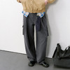 714street口袋褶裥阔腿裤男女2026新款春秋宽松慵懒风休闲裤子 商品缩略图0