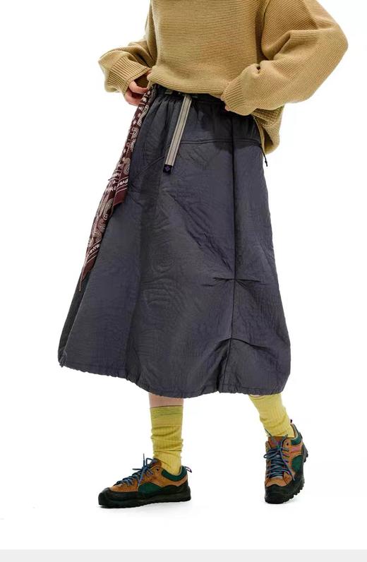 D110706户外山系撞色织带防泼水不规则绗缝夹棉保暖工装半身裙A字裙 商品图2