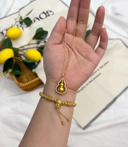 D110765葫芦可旋转哦~古法沙金点钻福禄葫芦项链 商品图8