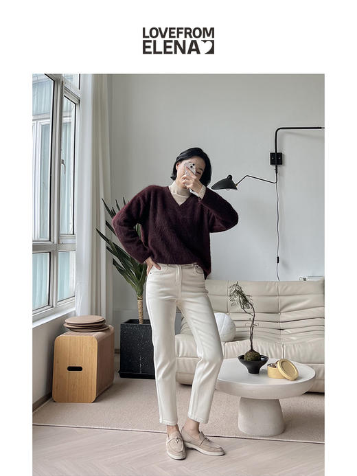 奢感牦牛绒 松弛感 V领针织毛衣 商品图3