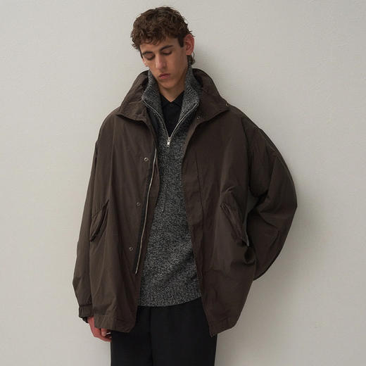 ATON AIR WEATHER 男女中性机能性面料羊毛内胆军事风廓形短大衣 商品图0